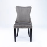 NNEDSZ 8x Velvet Upholstered Dining Chairs Tufted Wingback Side Chair with Studs Trim Solid Wood Legs for Kitchen