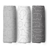 NNEDSZ Blue Ash Grey Safari Bamboo 3pk Muslin Swaddle Wraps BB06592