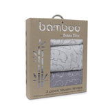 NNEDSZ Blue Ash Grey Safari Bamboo 3pk Muslin Swaddle Wraps BB06592