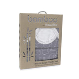 NNEDSZ Blue Ash Grey Safari Bamboo Bib & Burp Pad Set BB06714