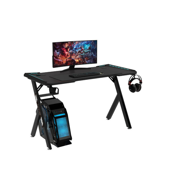 NNEDSZ RGB Gaming Desk Y Shape Black 140cm EK-GD-102-AL
