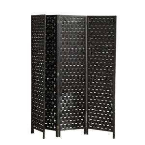 NNEDSZ 4-Panel Pine Wood Room Divider (Black) EK-RD-100-SD