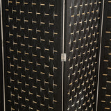 NNEDSZ 4-Panel Pine Wood Room Divider (Black) EK-RD-100-SD