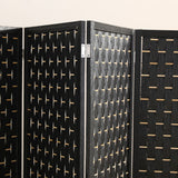 NNEDSZ 4-Panel Pine Wood Room Divider (Black) EK-RD-100-SD