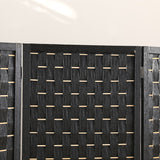 NNEDSZ 4-Panel Pine Wood Room Divider (Black) EK-RD-100-SD