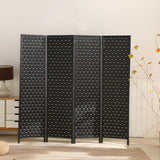 NNEDSZ 4-Panel Pine Wood Room Divider (Black) EK-RD-100-SD