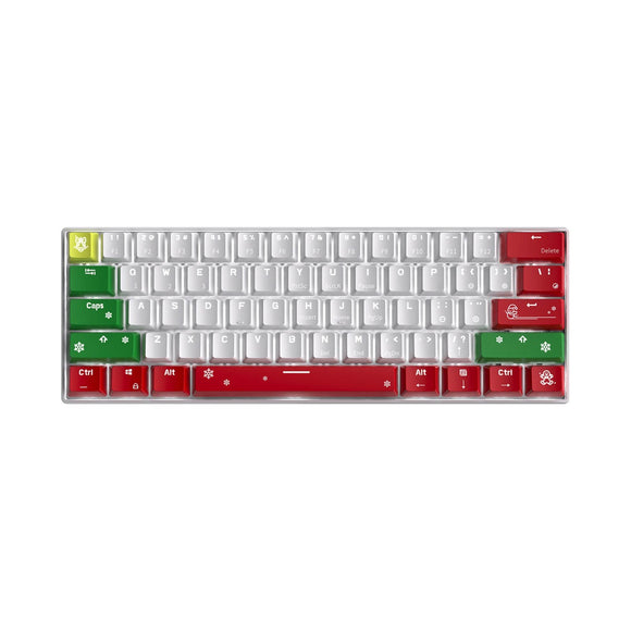 NNEDSZ Royal Kludge RK61 Christmas Tri Mode Hot Swappable RGB Mechanical Keyboard (Red Switch)