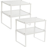 NNEDSZ Cabinet Shelf Organizers Set of 4 Metal Kitchen Counter Shelves White KCS006W01