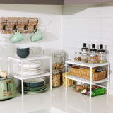 NNEDSZ Cabinet Shelf Organizers Set of 4 Metal Kitchen Counter Shelves White KCS006W01