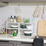 NNEDSZ Cabinet Shelf Organizers Set of 4 Metal Kitchen Counter Shelves White KCS006W01