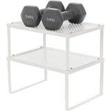NNEDSZ Cabinet Shelf Organizers Set of 4 Metal Kitchen Counter Shelves White KCS006W01