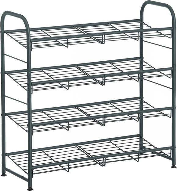 NNEDSZ 4-Tier Shoe Rack Storage 16 Pairs Organizer Gray LMR067G01