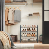 NNEDSZ 4-Tier Shoe Rack Storage 16 Pairs Organizer Gray LMR067G01