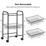 NNEDSZ 3-Tier Metal Rolling Cart on Wheels with Removable Shelves Black BSC03BK