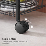 NNEDSZ 3-Tier Metal Rolling Cart on Wheels with Removable Shelves Black BSC03BK
