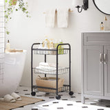 NNEDSZ 3-Tier Metal Rolling Cart on Wheels with Removable Shelves Black BSC03BK