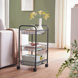 NNEDSZ 3-Tier Metal Rolling Cart on Wheels with Removable Shelves Black BSC03BK