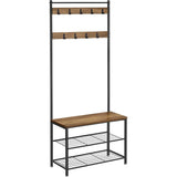 NNEDSZ Coat Stand with Shoe Racks Walnut Brown/Black HSR041B41