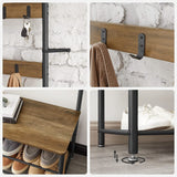 NNEDSZ Coat Stand with Shoe Racks Walnut Brown/Black HSR041B41