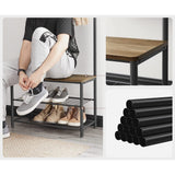 NNEDSZ Coat Stand with Shoe Racks Walnut Brown/Black HSR041B41