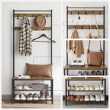 NNEDSZ Coat Stand with Shoe Racks Walnut Brown/Black HSR041B41