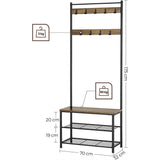 NNEDSZ Coat Stand with Shoe Racks Walnut Brown/Black HSR041B41