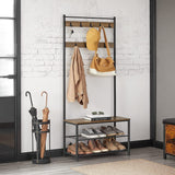 NNEDSZ Coat Stand with Shoe Racks Walnut Brown/Black HSR041B41