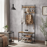 NNEDSZ Coat Stand with Shoe Racks Walnut Brown/Black HSR041B41