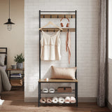 NNEDSZ Coat Stand with Shoe Racks Walnut Brown/Black HSR041B41