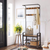 NNEDSZ Coat Rack Stand Height 183 cm Rustic Brown and Black HSR40B