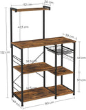 NNEDSZ Baker's Rack with Shelves Microwave Stand with Wire Basket 6 S-Hooks Rustic Brown KKS35X