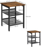 NNEDSZ Side Table Set Nightstand Industrial Set of 2 Bedside Tables with Adjustable Mesh Shelves Rustic Brown and Black LET24X