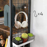 NNEDSZ 4 Tiers Bookcase Office Storage Shelf Rustic Brown and Black LBC023B01