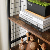 NNEDSZ 4 Tiers Bookcase Office Storage Shelf Rustic Brown and Black LBC023B01