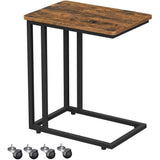 NNEDSZ End Table Side Table Coffee Table with Steel Frame and Castors Rustic Brown and Black LNT50X