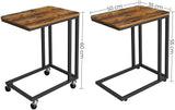 NNEDSZ End Table Side Table Coffee Table with Steel Frame and Castors Rustic Brown and Black LNT50X