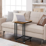 NNEDSZ End Table Side Table Coffee Table with Steel Frame and Castors Rustic Brown and Black LNT50X