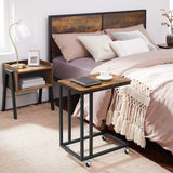 NNEDSZ End Table Side Table Coffee Table with Steel Frame and Castors Rustic Brown and Black LNT50X