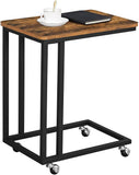 NNEDSZ End Table Side Table Coffee Table with Steel Frame and Castors Rustic Brown and Black LNT50X