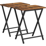 NNEDSZ TV Tray Set of 2 Folding Tables Rustic Brown and Black LET251B01