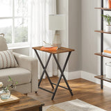 NNEDSZ TV Tray Set of 2 Folding Tables Rustic Brown and Black LET251B01