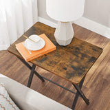 NNEDSZ TV Tray Set of 2 Folding Tables Rustic Brown and Black LET251B01