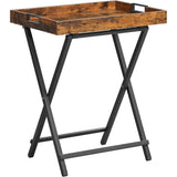 NNEDSZ TV Tray Folding Table with Removable Serving Tray Rustic Brown and Black LET252B01