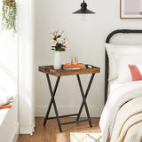 NNEDSZ TV Tray Folding Table with Removable Serving Tray Rustic Brown and Black LET252B01