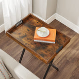 NNEDSZ TV Tray Folding Table with Removable Serving Tray Rustic Brown and Black LET252B01