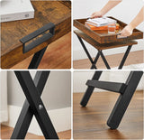 NNEDSZ TV Tray Folding Table with Removable Serving Tray Rustic Brown and Black LET252B01
