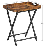 NNEDSZ TV Tray Folding Table with Removable Serving Tray Rustic Brown and Black LET252B01