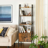 NNEDSZ Ladder Bookshelf with Cupboard Rustic Brown LLS47BX