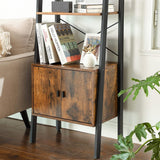NNEDSZ Ladder Bookshelf with Cupboard Rustic Brown LLS47BX