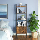 NNEDSZ Ladder Bookshelf with Cupboard Rustic Brown LLS47BX